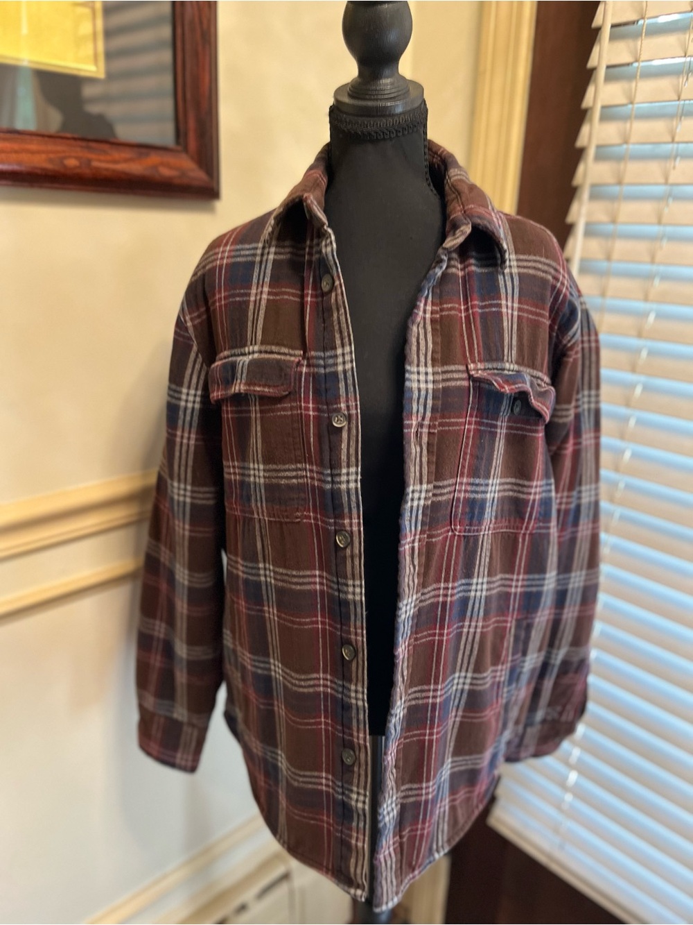 St. John's Bay Brown Plaid Button-Down Shirt